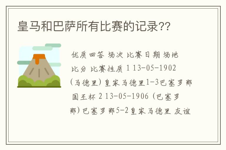 皇马和巴萨所有比赛的记录??