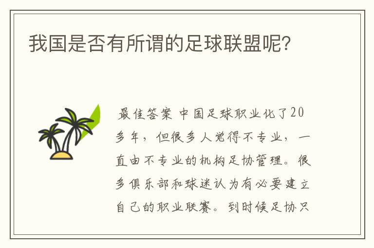 我国是否有所谓的足球联盟呢？