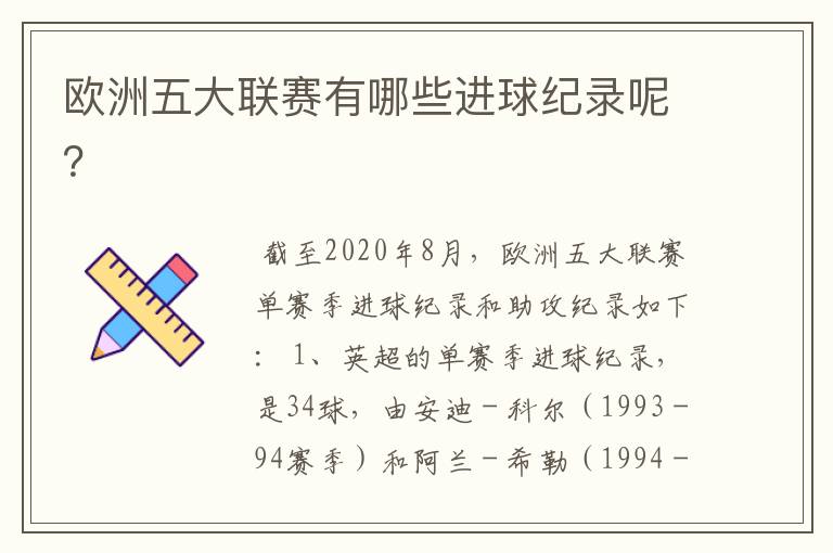 欧洲五大联赛有哪些进球纪录呢？