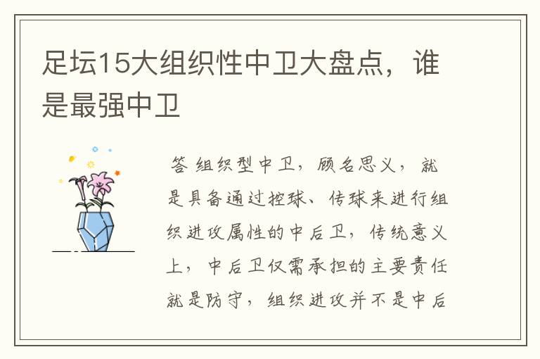 足坛15大组织性中卫大盘点，谁是最强中卫