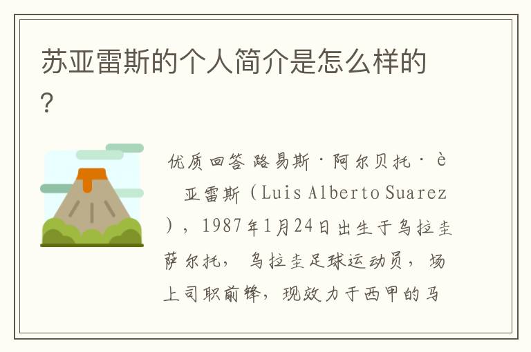 苏亚雷斯的个人简介是怎么样的？