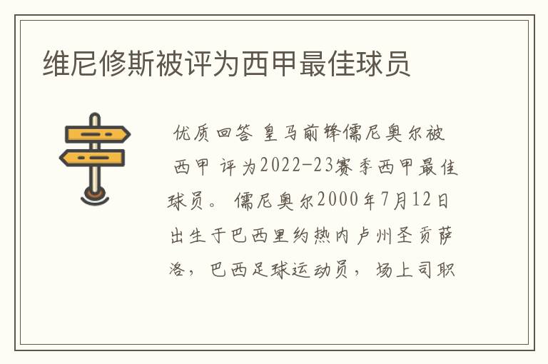 维尼修斯被评为西甲最佳球员