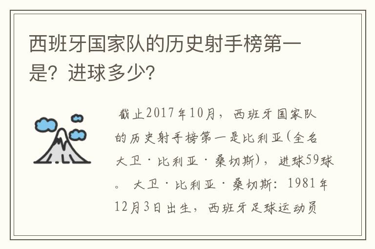 西班牙国家队的历史射手榜第一是？进球多少？