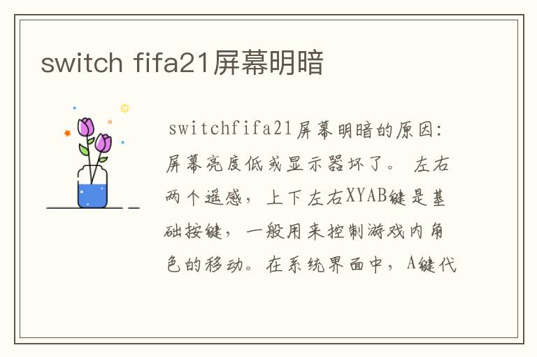 switch fifa21屏幕明暗