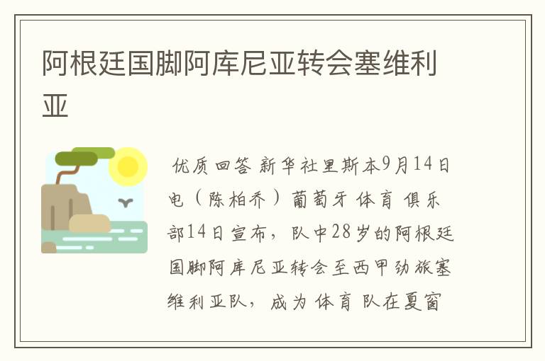 阿根廷国脚阿库尼亚转会塞维利亚