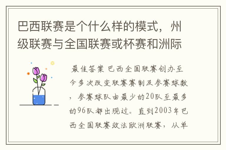 巴西联赛是个什么样的模式，州级联赛与全国联赛或杯赛和洲际联赛，作一只巴甲球队一赛季要踢多少场比赛？