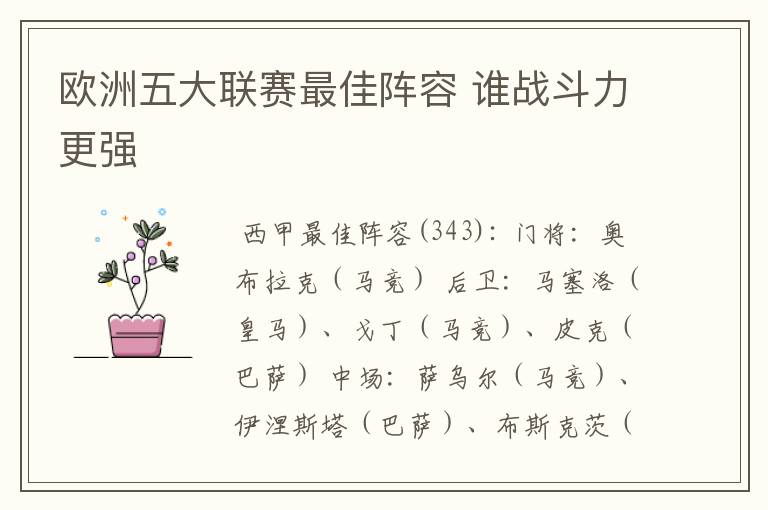 欧洲五大联赛最佳阵容 谁战斗力更强