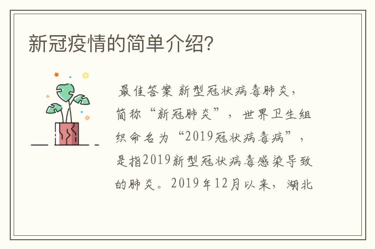 新冠疫情的简单介绍？