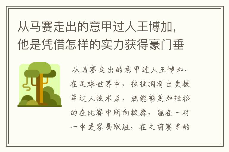 从马赛走出的意甲过人王博加，他是凭借怎样的实力获得豪门垂青的？