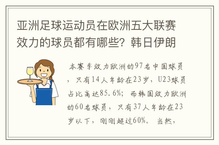 亚洲足球运动员在欧洲五大联赛效力的球员都有哪些？韩日伊朗 都是比较多吧！