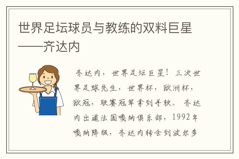 世界足坛球员与教练的双料巨星――齐达内