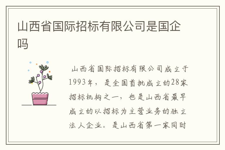 山西省国际招标有限公司是国企吗