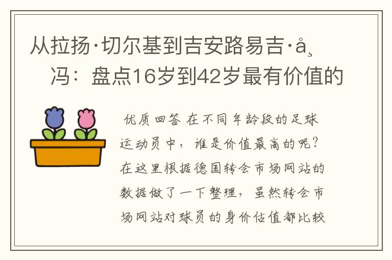 从拉扬·切尔基到吉安路易吉·布冯：盘点16岁到42岁最有价值的球员