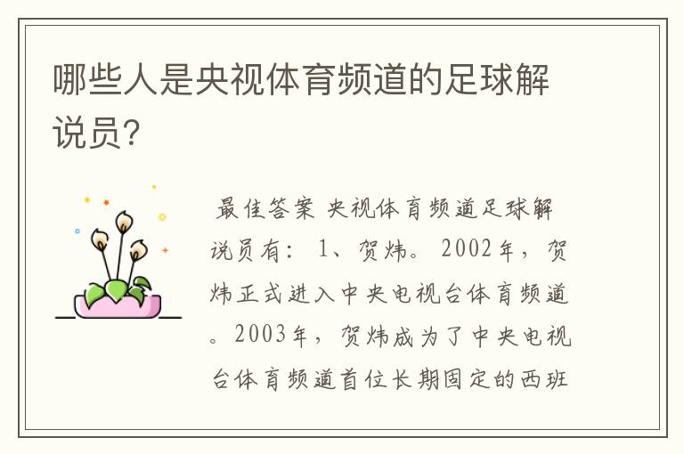 哪些人是央视体育频道的足球解说员？