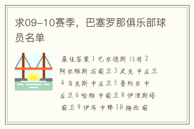 求09-10赛季，巴塞罗那俱乐部球员名单