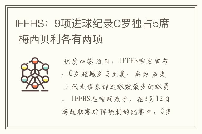 IFFHS：9项进球纪录C罗独占5席 梅西贝利各有两项