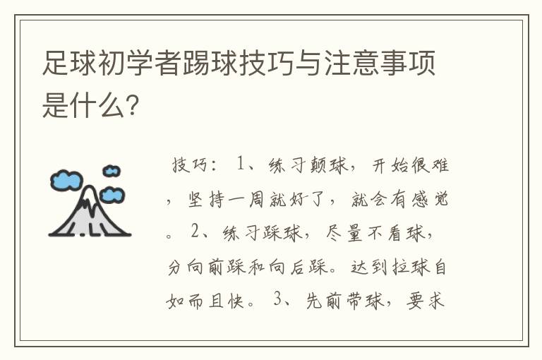 足球初学者踢球技巧与注意事项是什么？