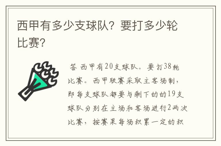 西甲有多少支球队？要打多少轮比赛？