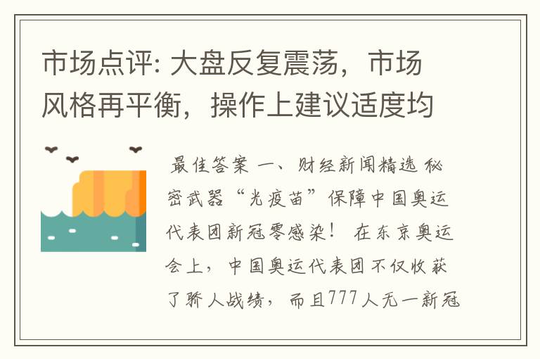 市场点评: 大盘反复震荡，市场风格再平衡，操作上建议适度均衡配置