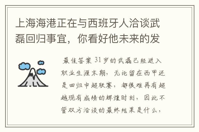 上海海港正在与西班牙人洽谈武磊回归事宜，你看好他未来的发展前景吗？