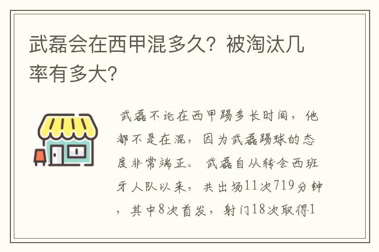 武磊会在西甲混多久？被淘汰几率有多大？