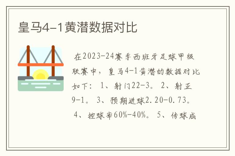 皇马4-1黄潜数据对比