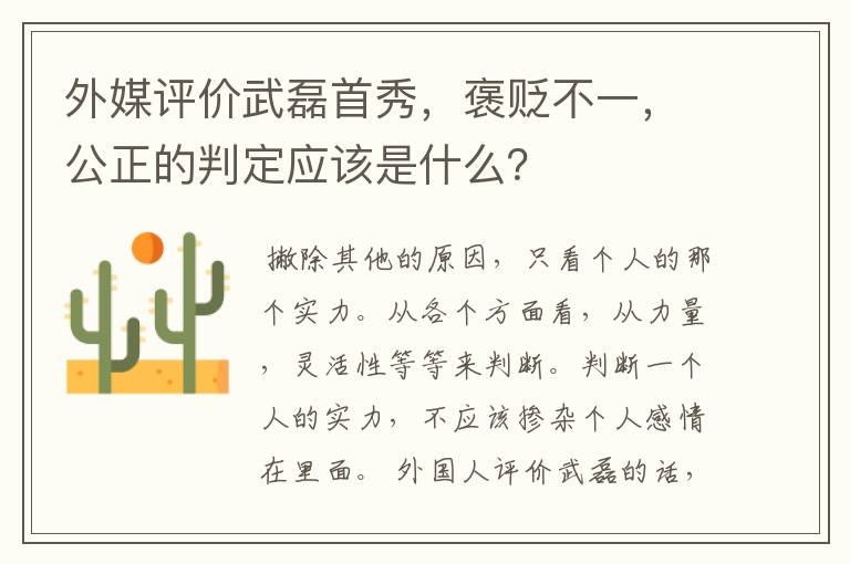 外媒评价武磊首秀，褒贬不一，公正的判定应该是什么？