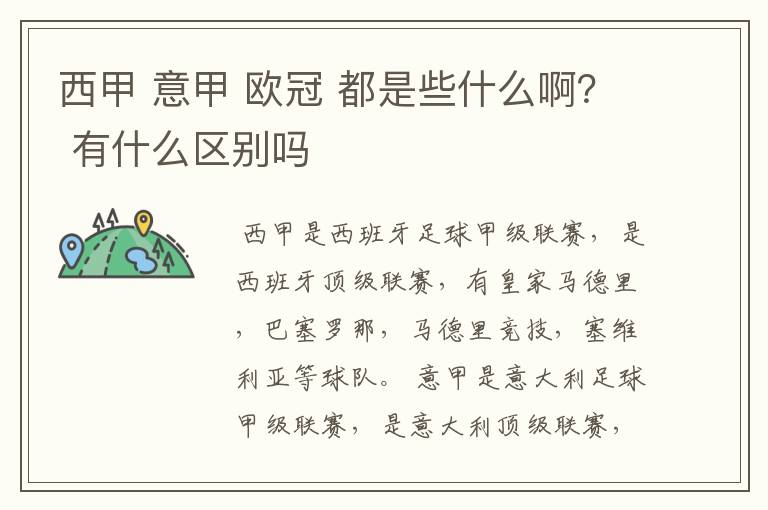 西甲 意甲 欧冠 都是些什么啊？ 有什么区别吗