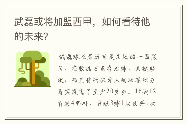 武磊或将加盟西甲，如何看待他的未来？