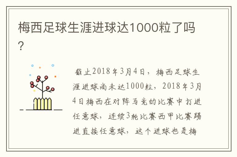 梅西足球生涯进球达1000粒了吗？