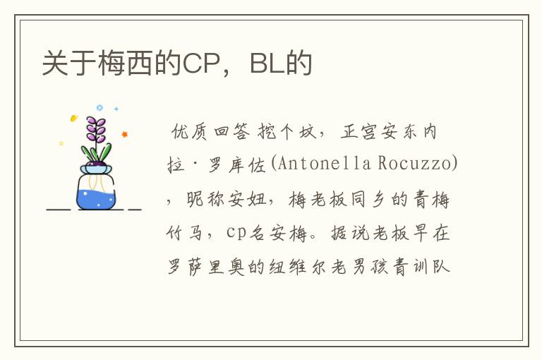 关于梅西的CP，BL的