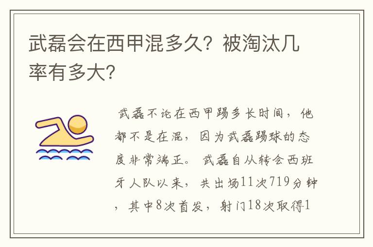 武磊会在西甲混多久？被淘汰几率有多大？