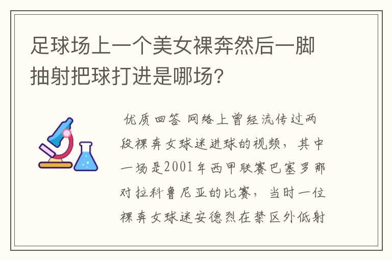 足球场上一个美女裸奔然后一脚抽射把球打进是哪场?