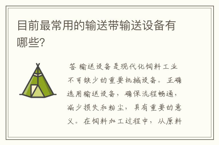 目前最常用的输送带输送设备有哪些？