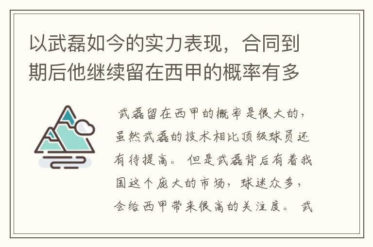 以武磊如今的实力表现，合同到期后他继续留在西甲的概率有多高？