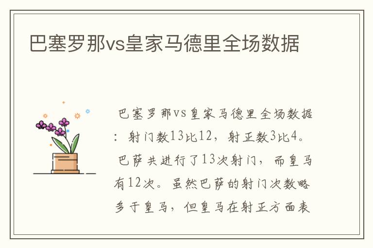 巴塞罗那vs皇家马德里全场数据