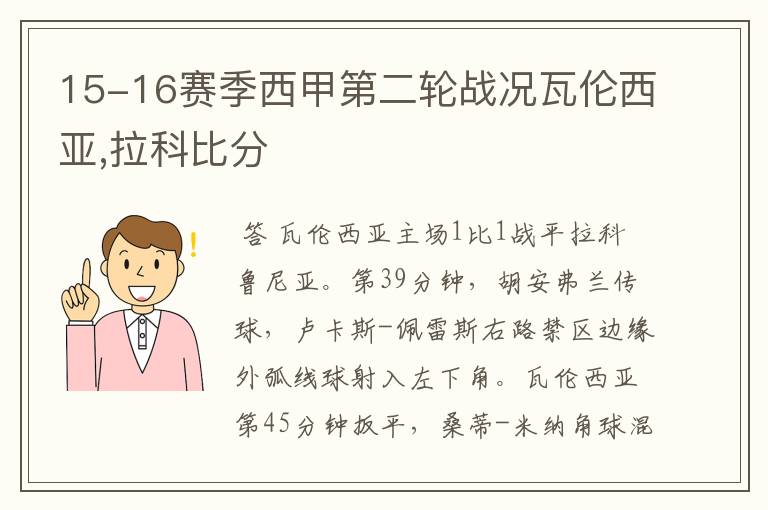 15-16赛季西甲第二轮战况瓦伦西亚,拉科比分