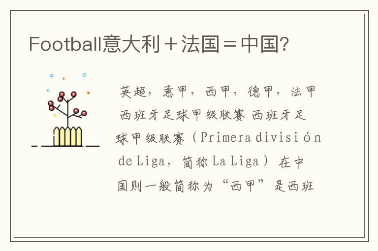 Football意大利＋法国＝中国?