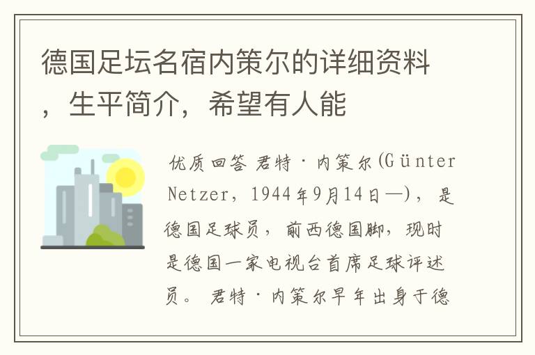 德国足坛名宿内策尔的详细资料，生平简介，希望有人能