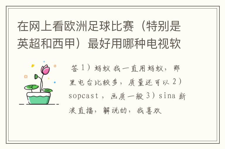 在网上看欧洲足球比赛（特别是英超和西甲）最好用哪种电视软件呢？