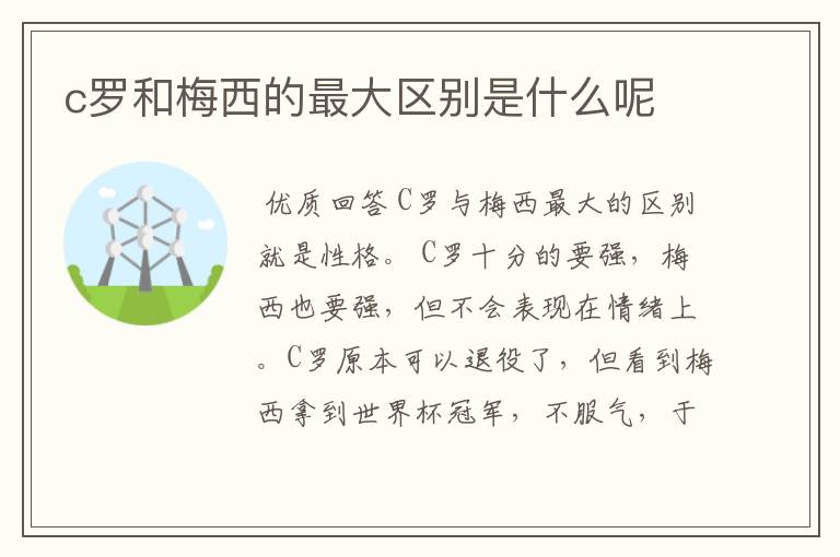 c罗和梅西的最大区别是什么呢