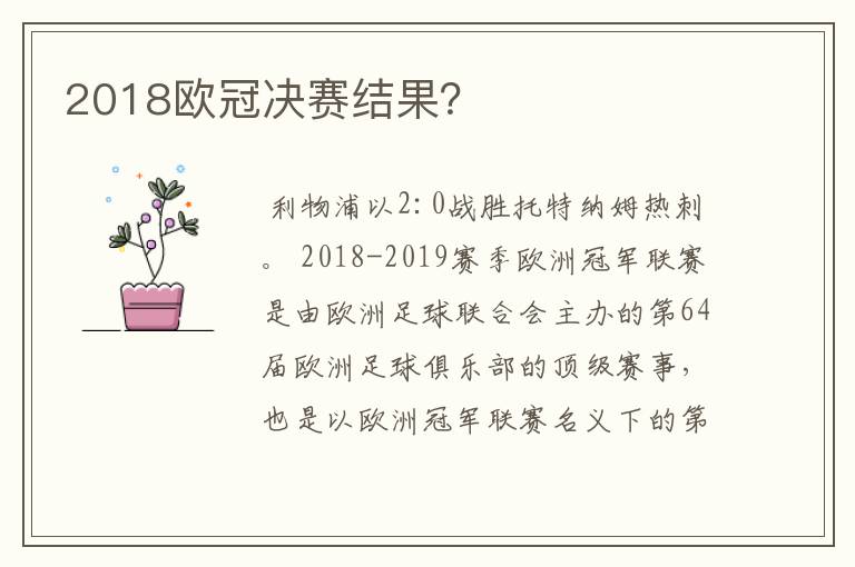 2018欧冠决赛结果？