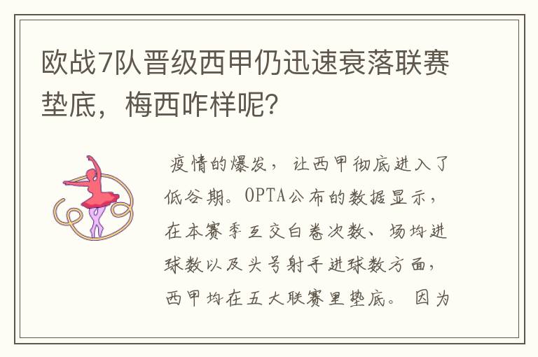 欧战7队晋级西甲仍迅速衰落联赛垫底，梅西咋样呢？