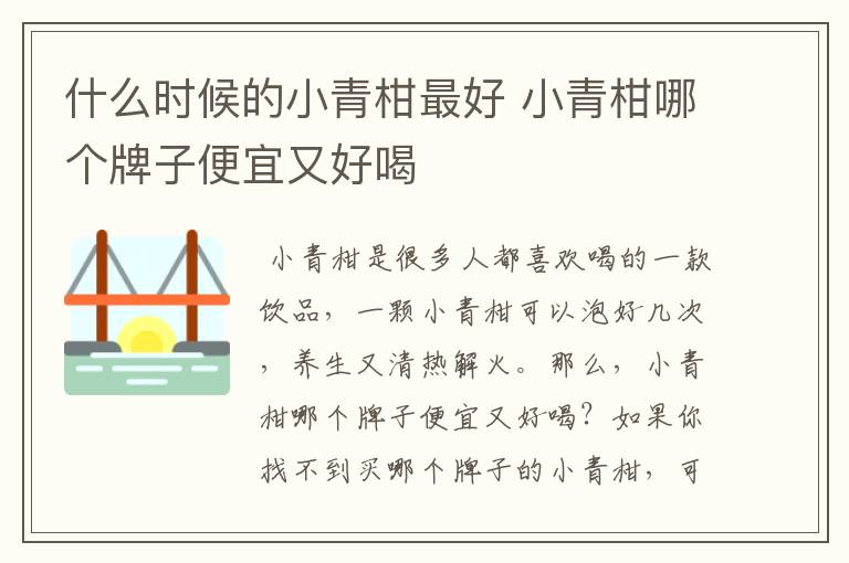 什么时候的小青柑最好 小青柑哪个牌子便宜又好喝