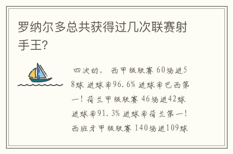 罗纳尔多总共获得过几次联赛射手王？