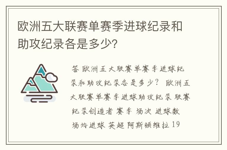 欧洲五大联赛单赛季进球纪录和助攻纪录各是多少？