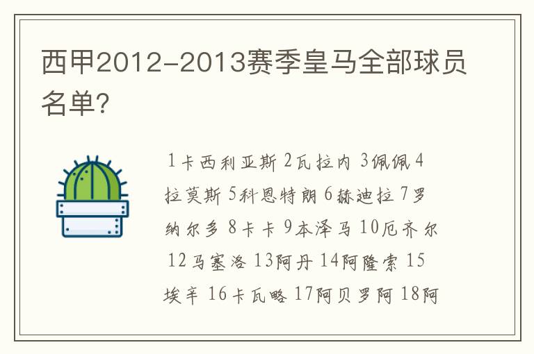 西甲2012-2013赛季皇马全部球员名单？