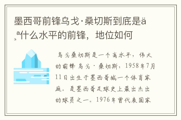 墨西哥前锋乌戈·桑切斯到底是个什么水平的前锋，地位如何