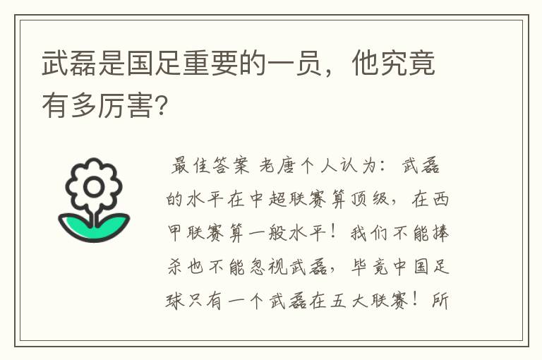 武磊是国足重要的一员，他究竟有多厉害?