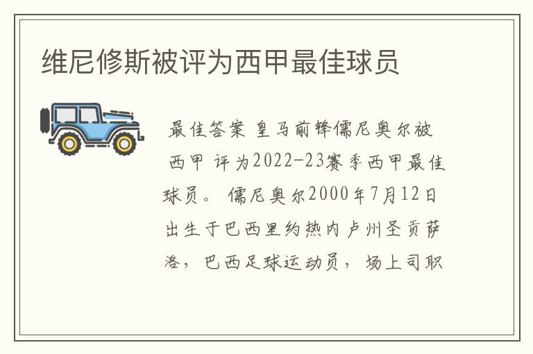 维尼修斯被评为西甲最佳球员